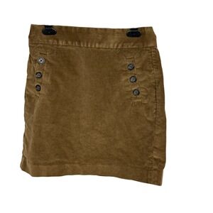 Banana Republic Petite Sailor Button Skirt Women's 0 Brown Corduroy Cotton Blend